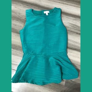 Green silky peplum